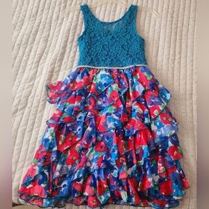 Lace Floral Ruffled Dress